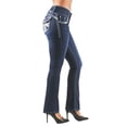 thumbnail image 4 of Fashion2Love Women's Juniors Colombian Design Butt Lift Push Up Mid Waist Boot Leg Jeans, 4 of 8