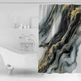 thumbnail image 2 of Abstract Art Marble Texture Shower Curtain, 48" x 72", Gold Black Grey Gradient Modern Art Waterproof Bathroom Curtain Washable Shower Curtain Set with 12 Hooks, 2 of 6