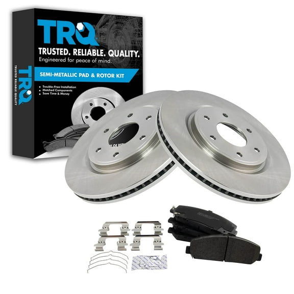 TRQ Semi Metallic Disc Brake Pads & 2 Rotors Set Fits Select 06-07 Infiniti QX56 Armada