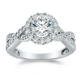 thumbnail image 5 of 14k White Gold Round Infinity Twist Halo Cross Over Solitaire Engagement Ring CZ Cubic Zirconia (1.50cttw., 1.0ct. Center) , Size 5, 5 of 7