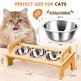 thumbnail image 2 of Cuenco de comida para gatos Woodever Elevated 3 de acero inoxidable con soporte, 2 of 7