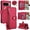 Hot Pink(Long Shoulder Strap+Short Wrist Strap), variant on for Google Pixel 9 Pro XL Wallet Case, PU Leather Flip Cover with Card Holder and Zipper Pocket, Detachable Shoulder & Wrist Strap Secure RFID Blocking Protection,Purple