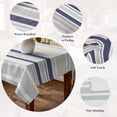 thumbnail image 5 of Beige Stripe Table Cloth Waterproof Tablecloths, Modern Abstract Art Navy Blue Striped Rustic Tablecloth Dining Table Cover for Kitchen Party Tabletop Outdoor, Square Tablecloth 60x60 Inch, 5 of 9