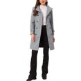 thumbnail image 2 of INSPIRE CHIC Double Breasted Pea Coat for Women Stand Collar Mid Long Trench Outwear Winter Coat with Belt L Grey, 2 of 6
