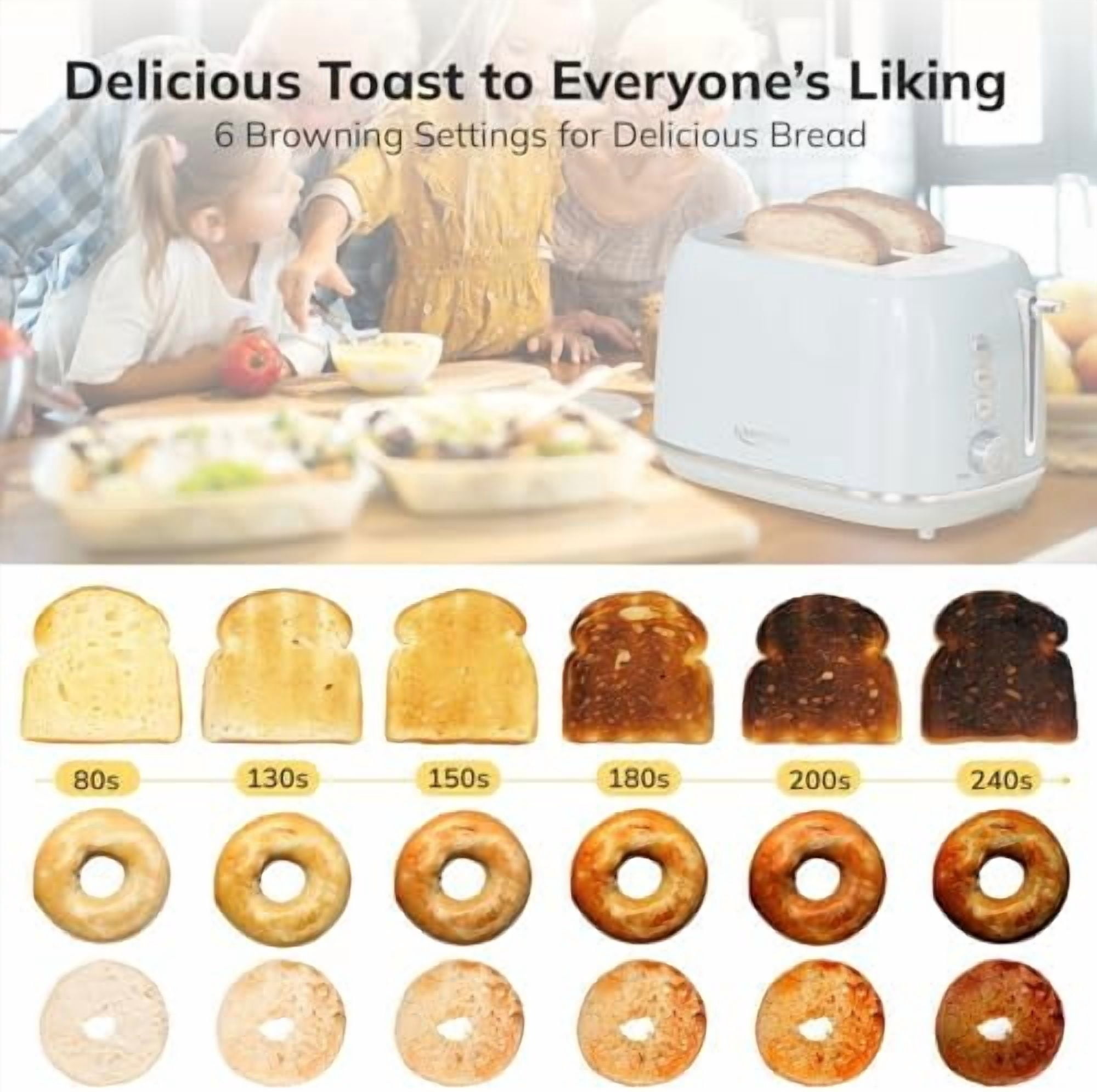 Retro 2 Slice Stainless Steel Toaster with 6 Bread Shade Settings, Bagel, Cancel, Defrost Function, Extra Wide Slot, Removable Crumb Tray, Blue