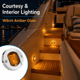 thumbnail image 6 of ABPETE LED Boat Lights, 4 Pcs 12V 3 in Marine Courtesy Lights, IP68 Waterproof Round Deck and Transom Surface-Mount Navigation Lights with Chrome Bezel,Amber, 6 of 7