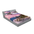 thumbnail image 2 of Ambesonne Nature Fitted Sheet & Pillow Sham Set, Secret Paradise Forest, Queen, Grey Pink, 2 of 2