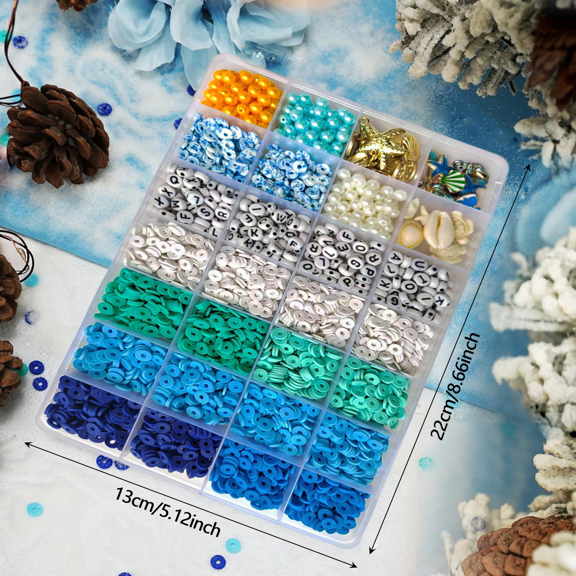 Ocean Style Pearl Bead Jewelry Making Kit, Acrylic Letters Loose Beads for Necklace Bracelet Making