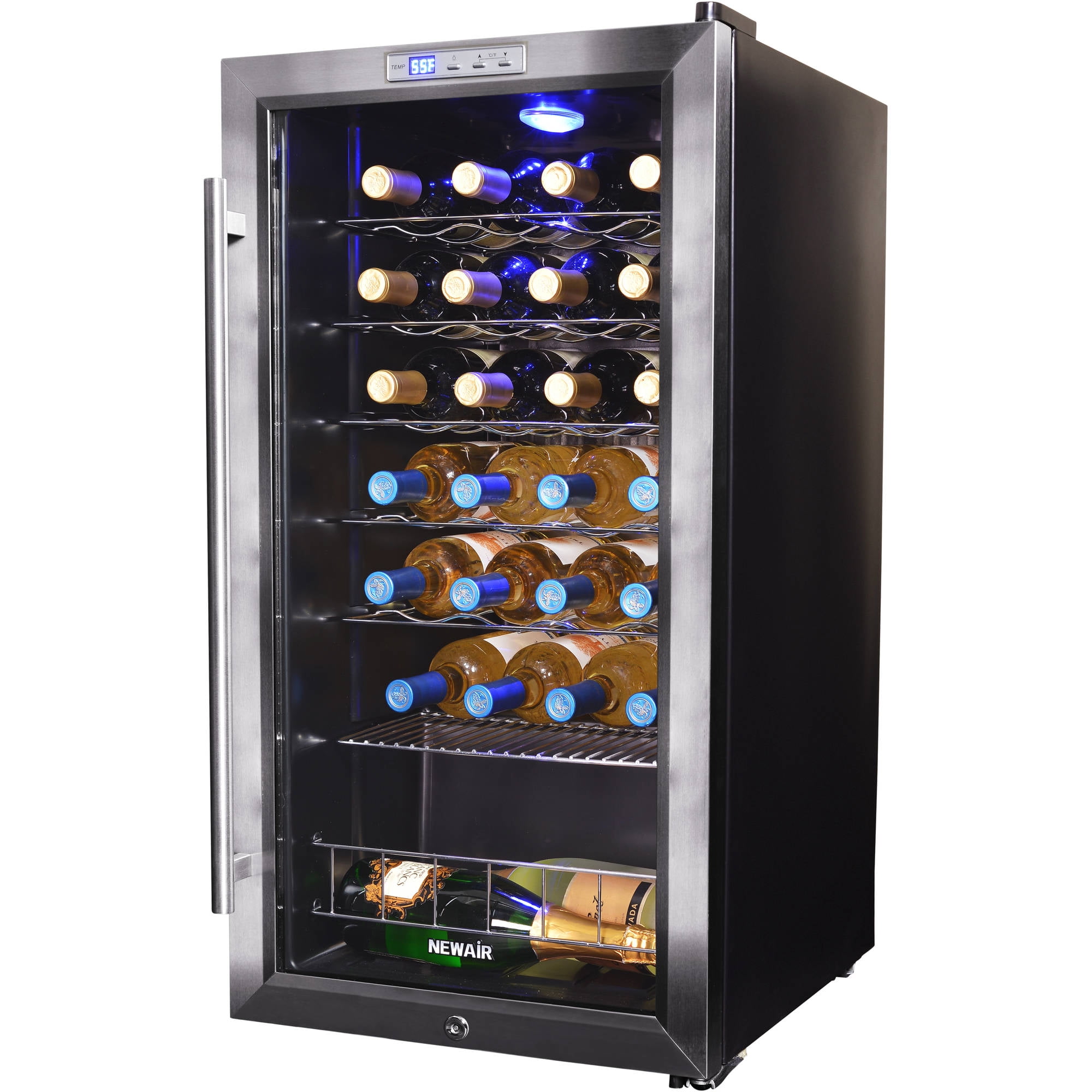 NewAir AWC 270E 27 Bottle Compressor Wine Refrigerator, Stainless Steel and Black