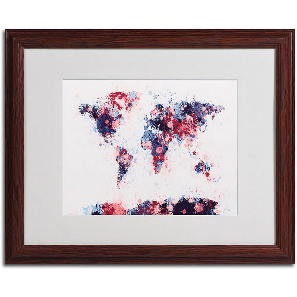 Trademark Fine Art "Paint Splashes World Map 3" Matted Framed by Michael Tompsett