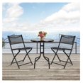 thumbnail image 4 of Bistro Set 3 Pieces, Round Patio Table & Folding Chairs for Outdoor Use, Black Metal Furniture for Balcony, Garden, Backyard, Space Saving Compact Design, 4 of 8