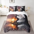 thumbnail image 2 of Homewish Tree Of Life 7pcs Bedding Comforter Set,Natural Landscape Queen Bedding Sets,Orange Sunset Queen Sheet Sets For Girls Kids,Microfiber Bedroom Decor Reversible, 2 of 8