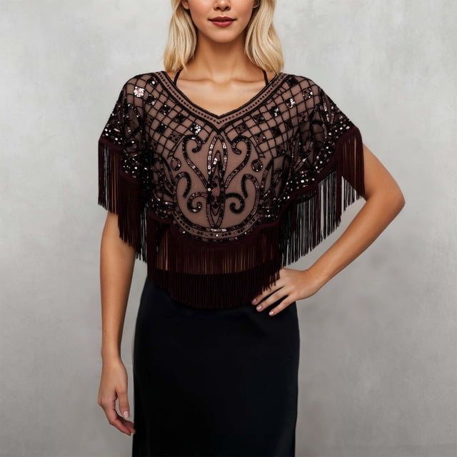Châle à Franges Élégant pour Tenue de Soirée Formelle et Invités de Mariage Accessoire Idéal pour Robe de Soirée