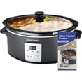 thumbnail image 1 of 7QT Electric Slow Cooker with 20h Programmable & 3 Heat Settings, Large Capacity Cooker with Digital Timer, Compatible with 30 PCS 13"X21" Cooking Liners, Oval Ceramic Pot for Kitchen Appliances, 1 of 9