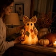 thumbnail image 4 of Lighted Vintage Patchwork Ghost, Ghost Bonfire Night Lamp with Warm LED Glow, Farmhouse Fabric Ghosts Figure with Pumpkin Pail, Fall Tabletop Decoration for Mantel Shelf Entryway, 4 of 10