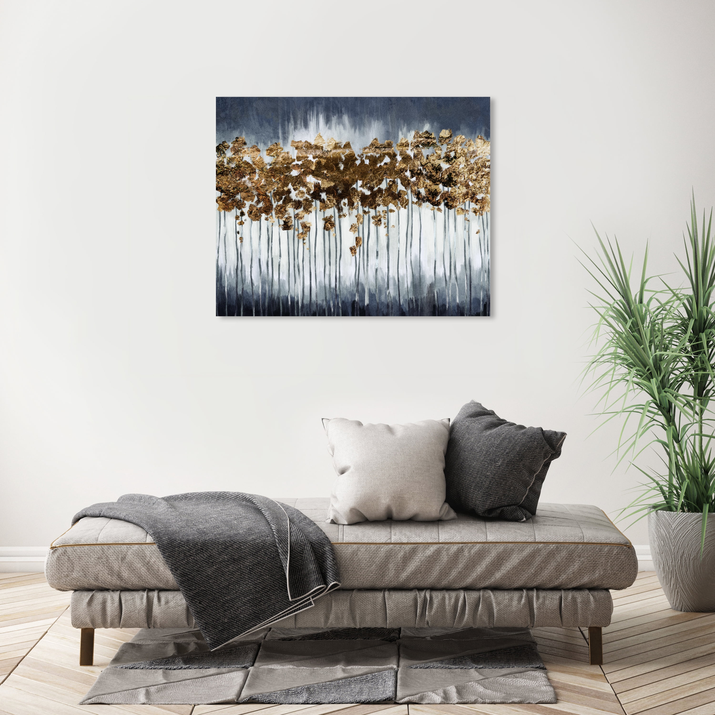 Golden Falls Abstract Wall Art Print Blue 36x30