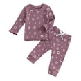 thumbnail image 5 of Hessimy Toddler Boys Girls Spring Summer Cartoon Print 2Pcs Long Sleeve Soft Fabric Warm Sleepwear Pajamas, Soft Fabric Warmth(Purple,2-3 Years), 5 of 5