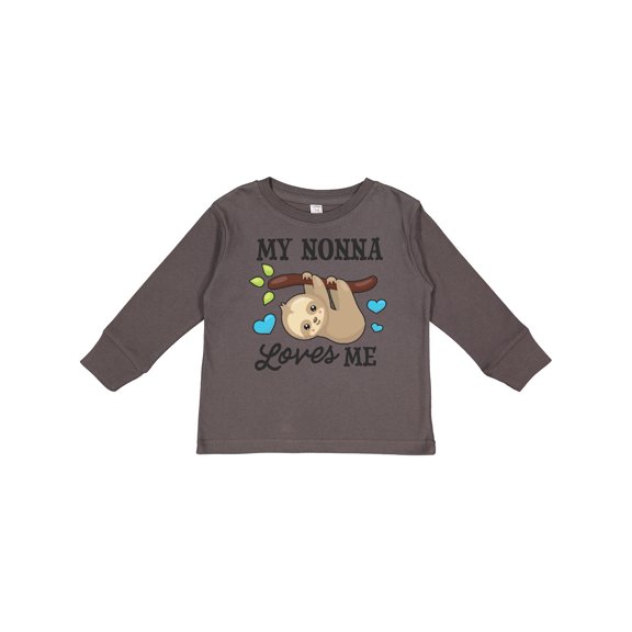 Inktastic My Nonna Loves Me with Sloth and Hearts Boys or Girls Long Sleeve Toddler T-Shirt