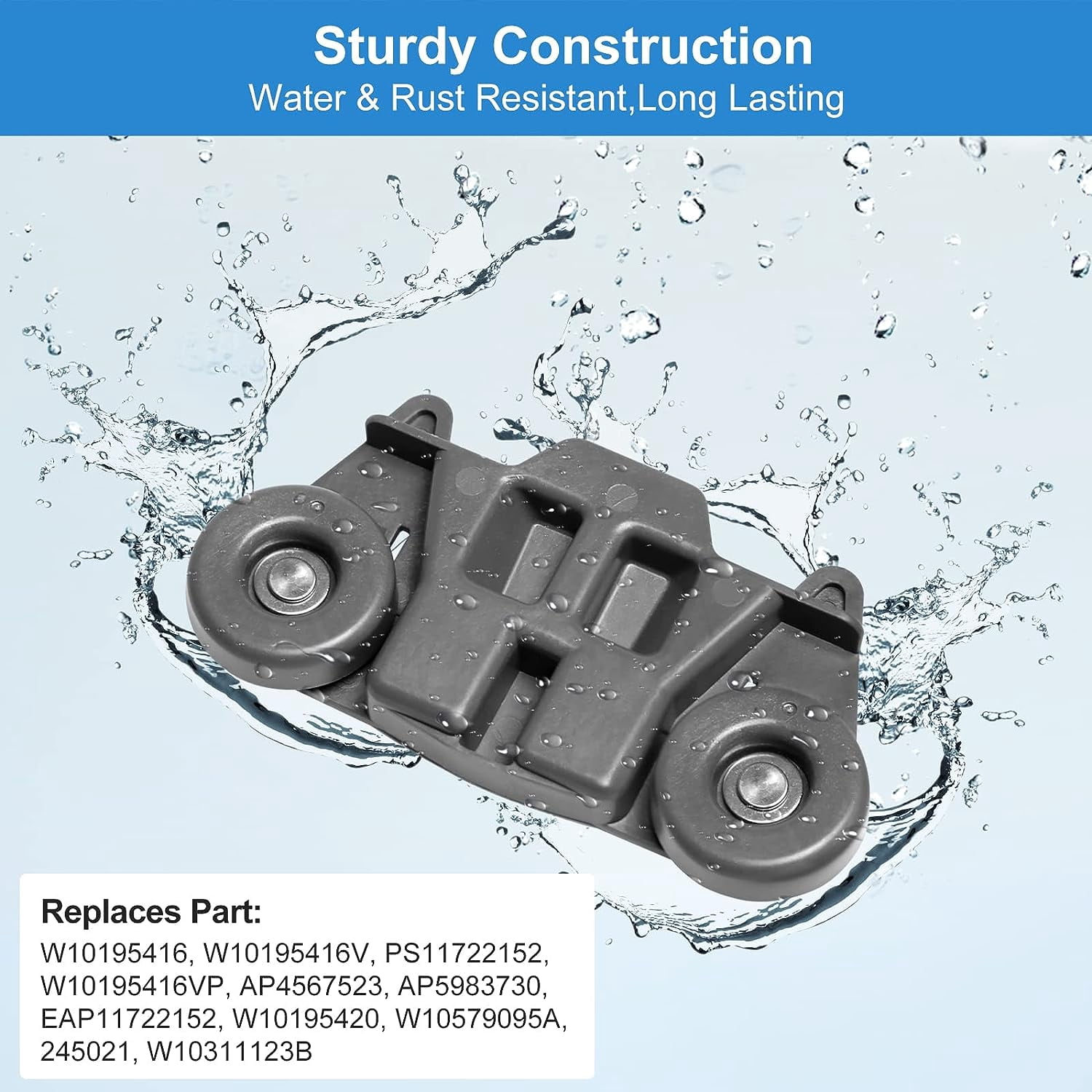 Aniceparthy W10195416V Dishwasher Wheels Lower Rack (Pack of 4),Compatible for KitchenAid Whirlpool Maytag Dishwasher, Durable Lower Dishrack Wheels,Replace W10195420 AP5983730