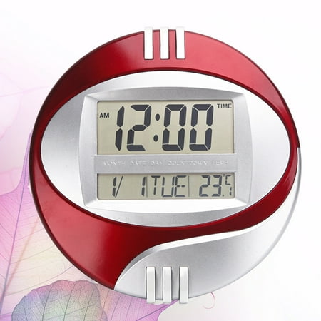FRCOLOR Red LED Digital Alarm Clock with Temperature Humidity for Home Use Wall Mountable Extra Large Screen