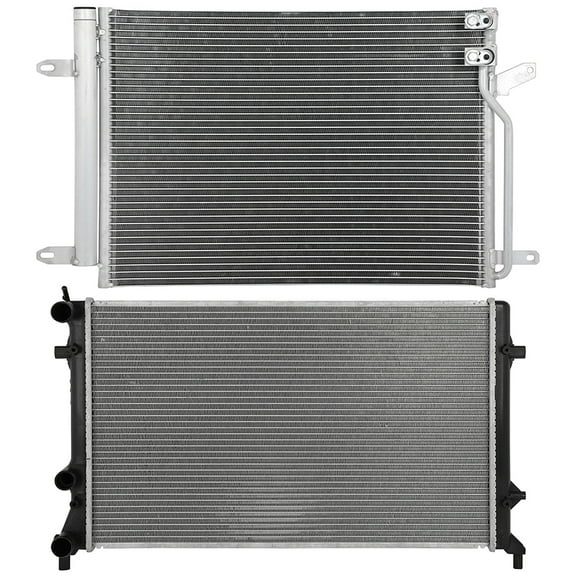 cciyu Aluminum Radiator Replacement 2012-2014 for Volkswagen for Beetle,2011-2015 for Volkswagen for Jetta 13234 Complete Radiator Radiator Engine Coolant Radiator Assembly Radiator Auto Parts