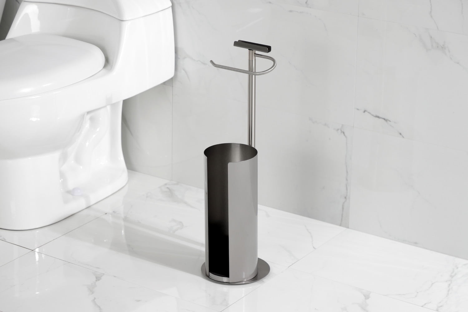 Kingston Brass CC2038 Continental Freestanding Toilet Paper Holder with Roll Storage & Phone Stand, Brushed Nickel