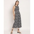 thumbnail image 4 of Moomaya Women's Printed Jumpsuit, Round Neck Sleeveless Wide Leg Cotton Jumpsuits, 4 of 7