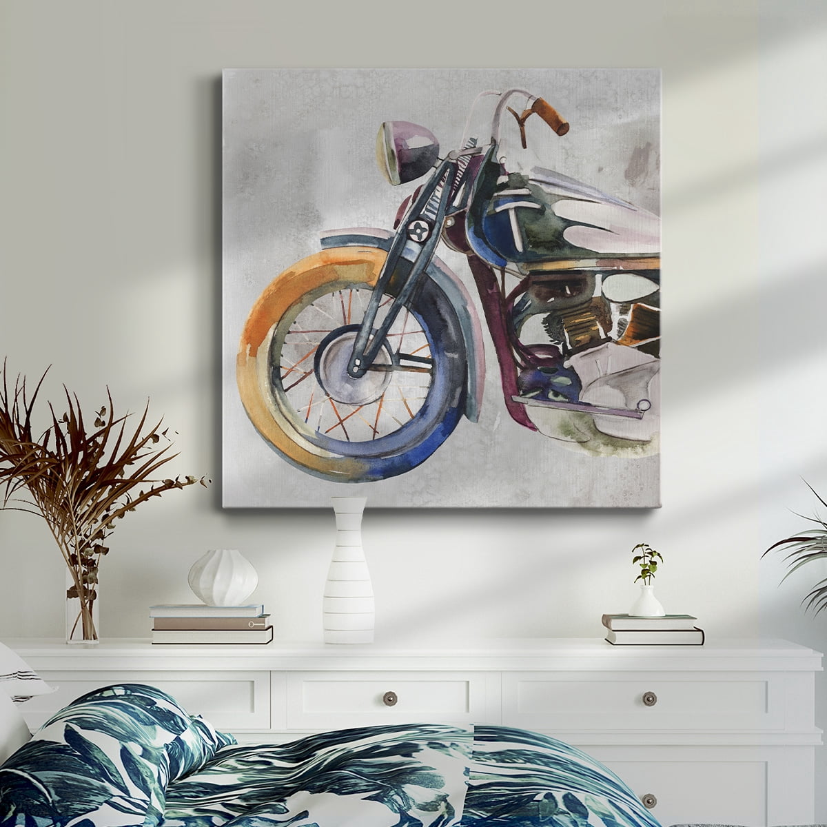 Wexford Home Moto Metal I-Premium Gallery Wrapped Canvas, 24" x 24" - Ready to Hang