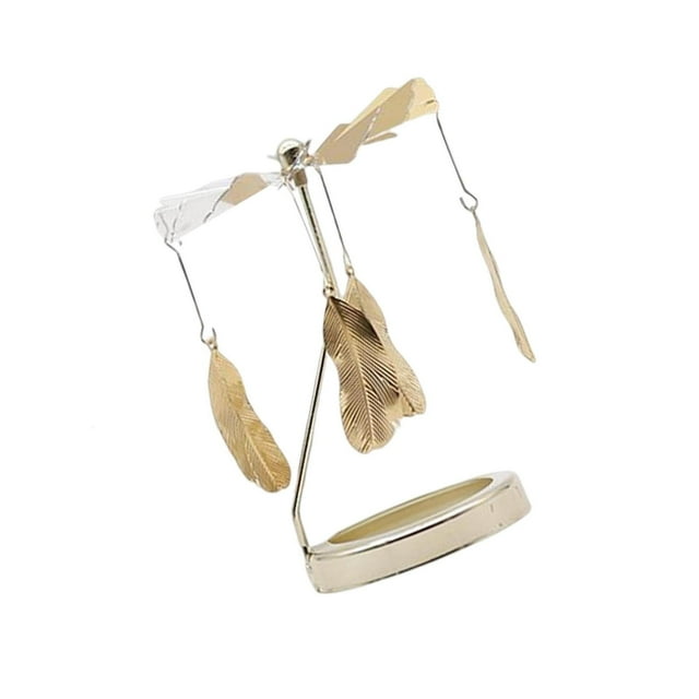 Rotating Candlestick Metal Rotating Tea Light Tea Light Candle Holder for Tray Tea Fireplace Feather