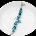 thumbnail image 3 of Uloveido Adjustable Charms Strand Bracelet for Womens Bangle Rhinestone Crystal Snake Chain Vintage Silver Color Y934-1(Blue), 3 of 7