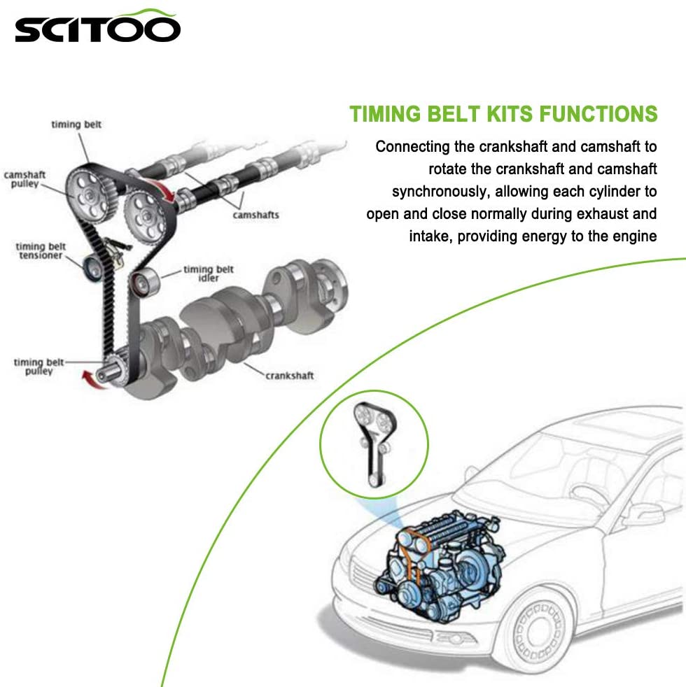 SCITOO Engine Timing Belt Kit Fits for 97-99 01-03 for Acura CL 01-02 for Acura  MDX 99-03 for Acura TL 98-02 for Honda for Accord 99-04 for Honda Odyssey  03-04 for Honda Pilot