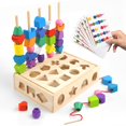 thumbnail image 1 of Clasificador de colores de madera Toy Sewulidon 3 en 1 con caja, 1 of 7