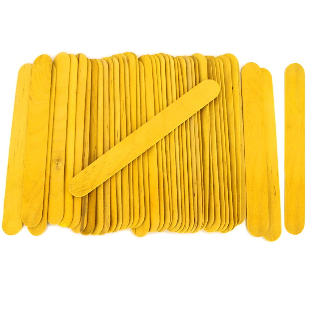 CraftySticks- 600 Pack, 6 Inch Yellow Color, Jumbo Wood Popsicle Sticks for Crafts, Home, School Art, Building, Learning, Wood Tongue Depressor Size