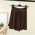 thumbnail image 2 of Womens Knee Length Shorts Dressy Women’s High Waist Pajama Shorts, Regular Fits Comfy Exercise Bottoms, Casual Daily Workout Loungewear Boxer Shorts Coffee 3XL, 2 of 5
