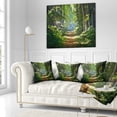 thumbnail image 3 of Designart Bright Green Forest in Morning - Landscape Photography Throw Pillow - 18x18, 3 of 5