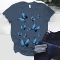 thumbnail image 2 of Shirts For Women Tees Tops Blue Butterfly Print Short Sleeve Summer Crew Neck Fall Outfits Fashion Clothes 2025, 2 of 5