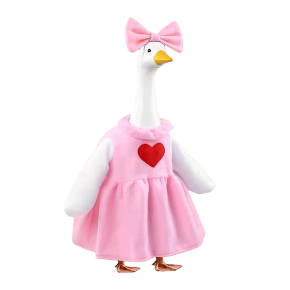 Valentine's Day Goose Outfit for 23" Porch Goose Holiday Pink Red Heart Cloths Costume Valentines Party Outdoor Garden Patio Yard Lawn Art Decoration