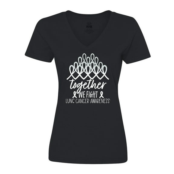 Inktastic Together, We Fight Lung Cancer Awareness Women's V-Neck T-Shirt