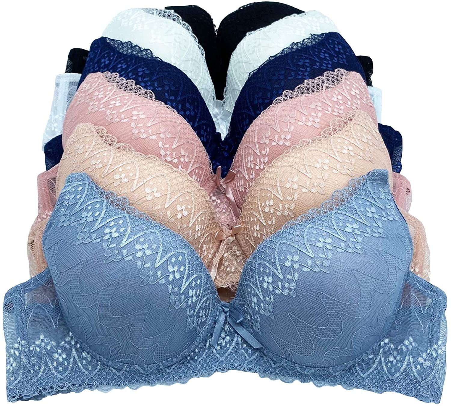 6 Pieces Underwired Pushup Women Gentle Push Up Bra B and C Cup