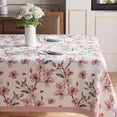 thumbnail image 2 of Watercolor Pink Flowers Leaves Bees Spring Tablecloth Rectangle Washable Table Covers for Summer Seasonal Indoor Outdoor Dining Table Home Party Decorations 60x84 Inch, 2 of 4