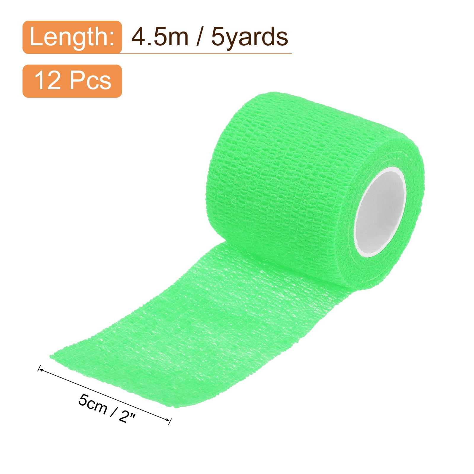 12 Rolls Adhesive Elastic Tape Elastic Bandage,2" x 5 Yards Wrap Stretch Wrist Knee Tape,Fluorescent Green