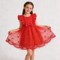 thumbnail image 1 of hengsof Robes pour Filles Robes Sans Manches à Volants Robes à Nœud Sucré Robes Imprimées à la Mode Robes en Tulle Style Princesse Mignon, 1 of 6