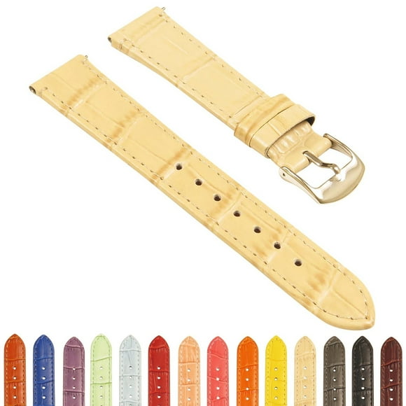 StrapsCo Bracelet de Montre en Cuir Gaufré pour Femmes Crocodile - Bracelet à Libération Rapide - 10mm 12mm 14mm 16mm 18mm 20mm 22mm 24mm
