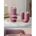 thumbnail image 5 of CATPAN Boho Striped Pillar Candle, Tall 4.3" Dark Pink Scented Soy Wax Pillar Candles, Decorative Small Candles for Wedding Decor, Home, Table Centerpiece, Shelf Styling, 2 Pack, 5 of 5