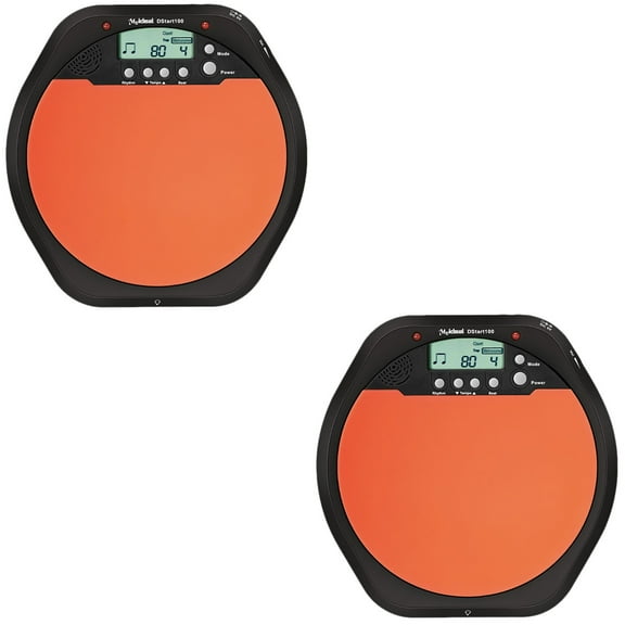 2 PCS Metronome Kit Drum Training Pad Practice Tools Orange