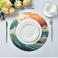 thumbnail image 5 of Coolnut Wave View Round Placemats Washable Placemats Non-Slip Heat-Resistant Table Place Mats for Dining Kitchen Holiday Party Table 15.4"-4PCS Home Decor, 5 of 7