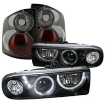 Spec-D Tuning Halo jet Black Projector Headlights Black LED Fog Compatible with Chevy S10 LS ZR2 Pick Up Left Right Pair Headlamps Assembly