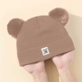 thumbnail image 5 of NOEGOEU Baby Beanie Toddler Infant Winter Knitted Hats Kids Soft Warm Pom Pom Cap for Boys Girls (Khaki,0-36 Months), 5 of 7