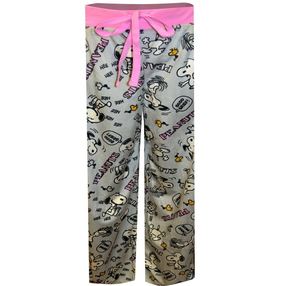 Centric Brands Womens Peanuts Snoopy and Woodstock Ladies Silky Fleece Lounge Pants (Small)