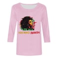 thumbnail image 4 of Fznquz 3/4 Length Sleeve Womens Shirts Plus Size Pink 2025 Shirt Crewneck Fashion Black History Print Women's Blouses, 4 of 5